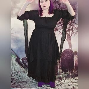 Elegant Black Gothic Witchy Women's Dress Sz s-xl